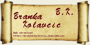 Branka Kolavčić vizit kartica